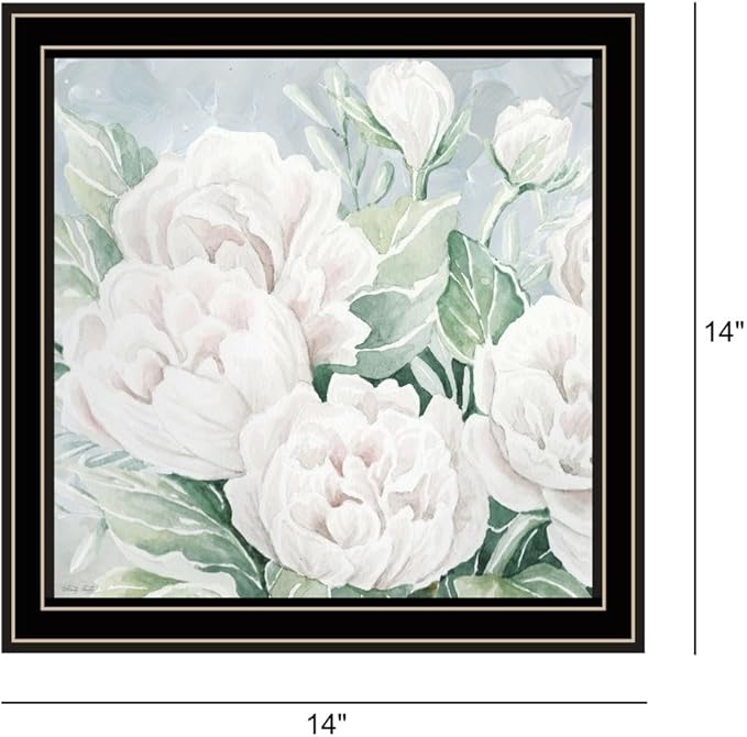 Trendy Decor 4U CIN3002-779BG Peaceful Peonies In Full Bloom Wall Art By Cindy Jacobs - Classic Floral 14" H x 14" W