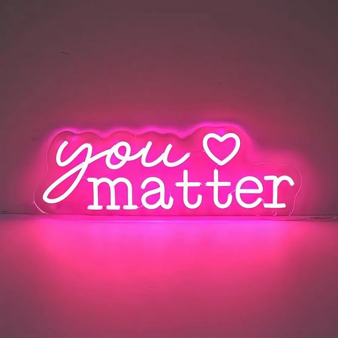 You Matter Neon Sign for Wall Decor, Positive Affirmation Art, Classroom Office Decor, Gift for Teacher, Encouraging Light, Pink Led Light for Bedroom, Club, Gifts For Birthday, Christmas Party Girls Gift