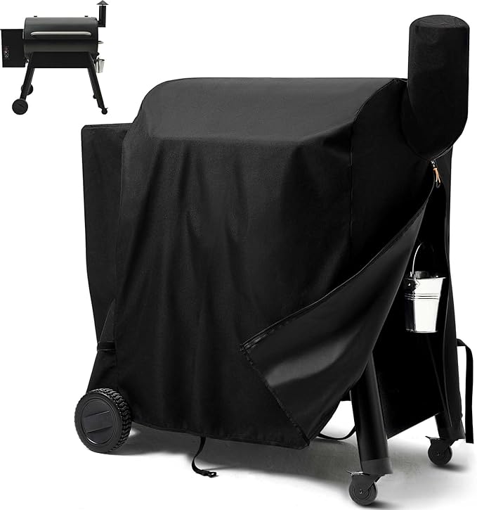 Pellet Grill Cover for Traeger Pro 34/780 Series with Waterproof Zipper, 600D UV Resistant & Rip-Proof Smoker Fabric, Full-Length Grill Accessories for Texas 34, for Z Grills 700 and More (Cover Only)