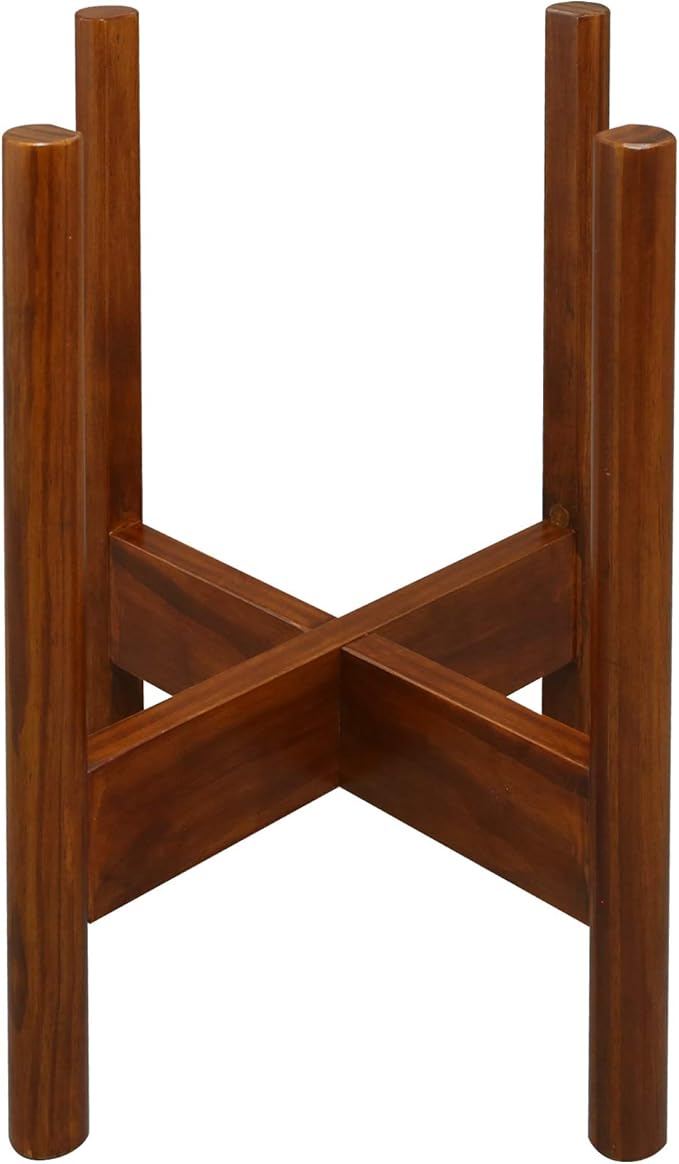 Casual Home Mid-Century Modern Wood Plant Display Stand, Fit Up to 10", Plant and Pot NOT Included - Antique Mahogany, 107-329