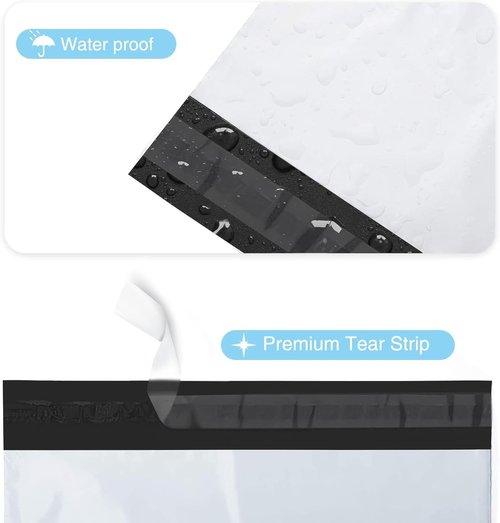 Fuxury Poly Mailers - 10x13 Inch White Self-Sealing Shipping Envelopes | 200 Pcs for Enhanced Durability