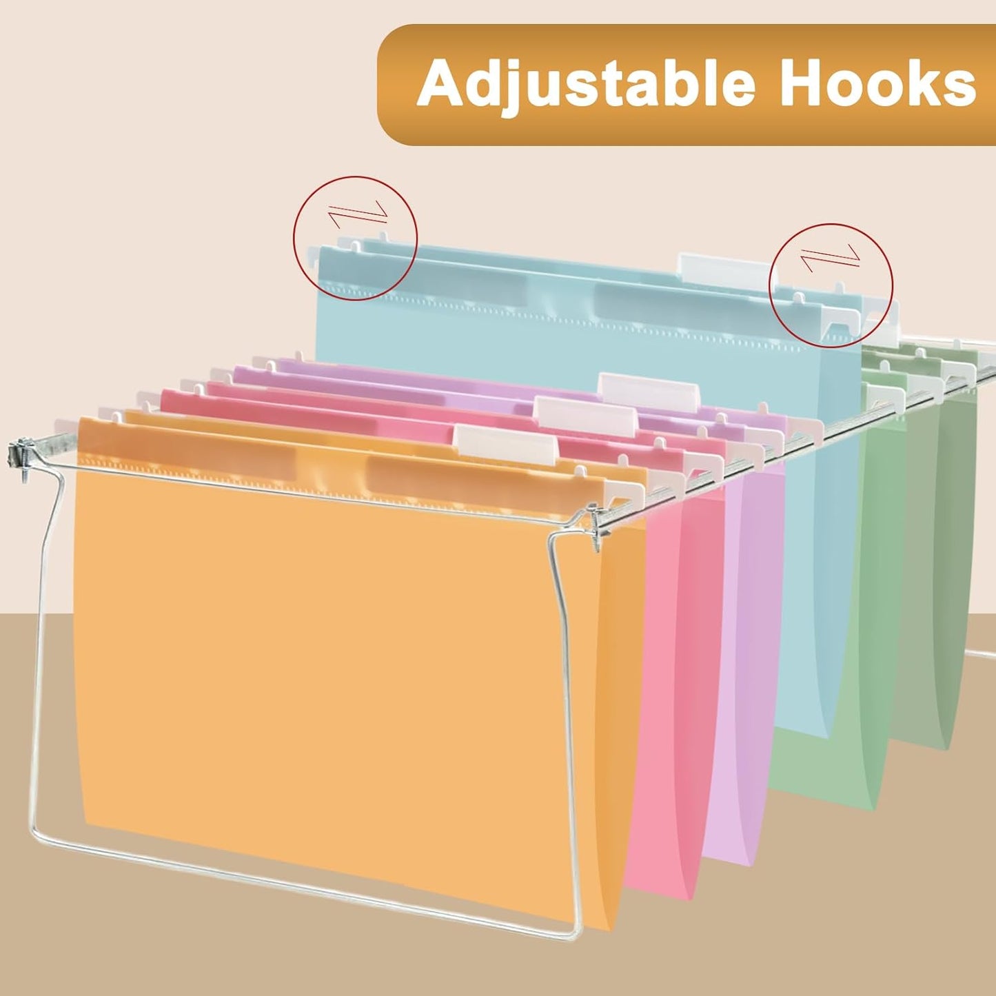 Surcotto Hanging File Folders - Letter Size, 18-Pack Reinforced Plastic with 1/5-Cut Tabs | Ideal for Home & Office