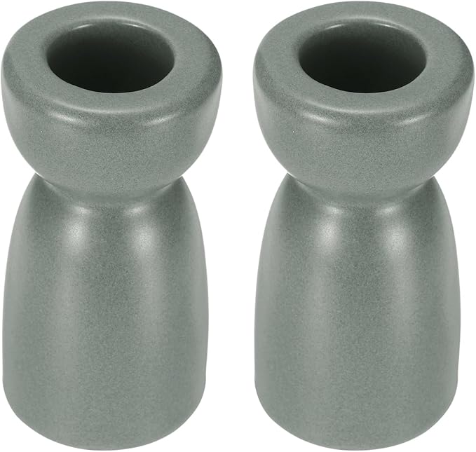uxcell 2 Pack Candlestick Holder Gray Ceramic Taper Candle Holder Candle Stand Holders Modern Style Decoration for Centerpiece Tabletops Anniversary