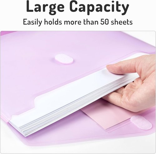 Forvencer Binder Pocket - 24 Pack Super Heavyweight Plastic Folders with Tight Closure | Letter Size Pastels