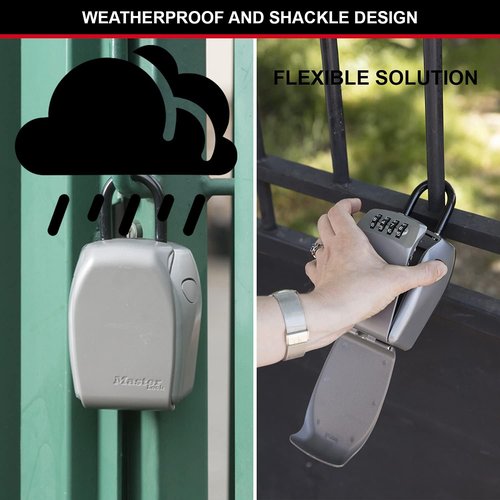 Master Lock Heavy Duty Key Lock Box - Secure Outdoor Key Safe with Combination Lock | 5 Key Capacity, 5414EC
