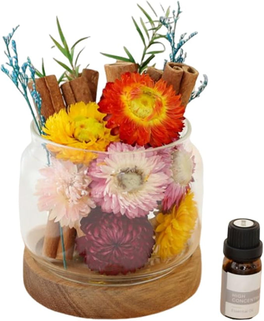 DIY Dried Flower Aromatherapy Kit with Natural Plant Essential Oils, Naturally Dried Flowers and Herbs Ornaments for DIY Flower Craft, Vintage Holiday Decor, Christmas (#C)