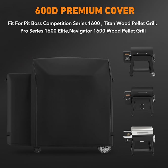 Heavy Duty 600D Polyester Cover Compatible with Pit Boss Competition Series 1600 PB1600CS , Titan Wood Pellet Grill, Pro Series 1600 Elite Grill,Navigator 1600 Wood Pellet Grill without Smoke Stack