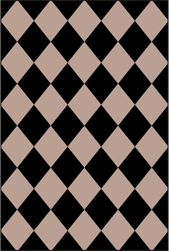 Front Door Mat Outside Entrance - 2x3 Black Tan Non-Slip Washable Doormat Indoor Outdoor Mat Entry Rug Geometric Diamond Small Throw Rugs for Entryway Kitchen Front Porch Decor