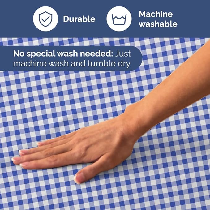 Blue Gingham Sheets - 1 Flat & 1 Fitted Sheet & 2 Pillowcases w/ Deep Pockets - Grid, Plaid, Checkered Pattern Bed Set - Comfy, Wrinkle & Fade Resistant - Ultra-Soft, Breathable & Cooling -Queen Size