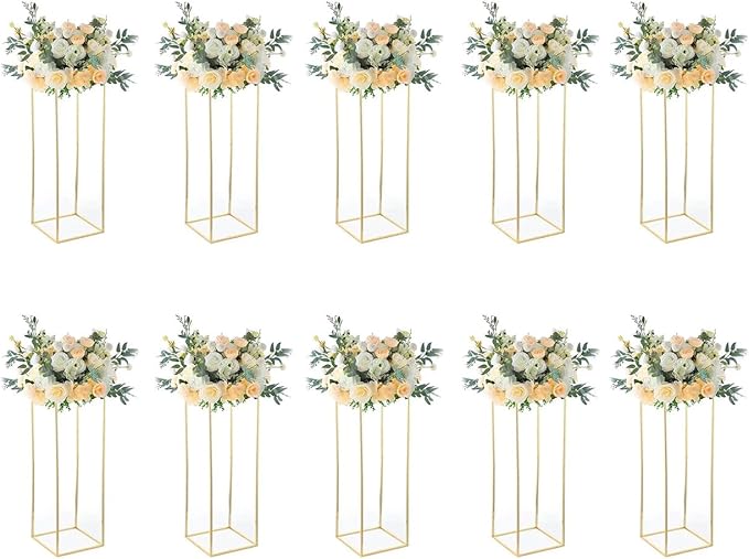 Gold Wedding Flower Stand,Metal Flower Vase,Wedding Centerpieces for Tables Home Birthday Party Event Decoration(10pcs 31.5inch)