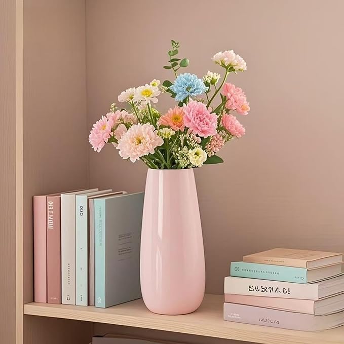 Pink Vase,Small Pink Flower Vase,Minimalist Decorative Ceramic Vases for Flowers,Perfect for Living Room,Shelf,Table,Bookshelf,Mantel and Entryway Decor