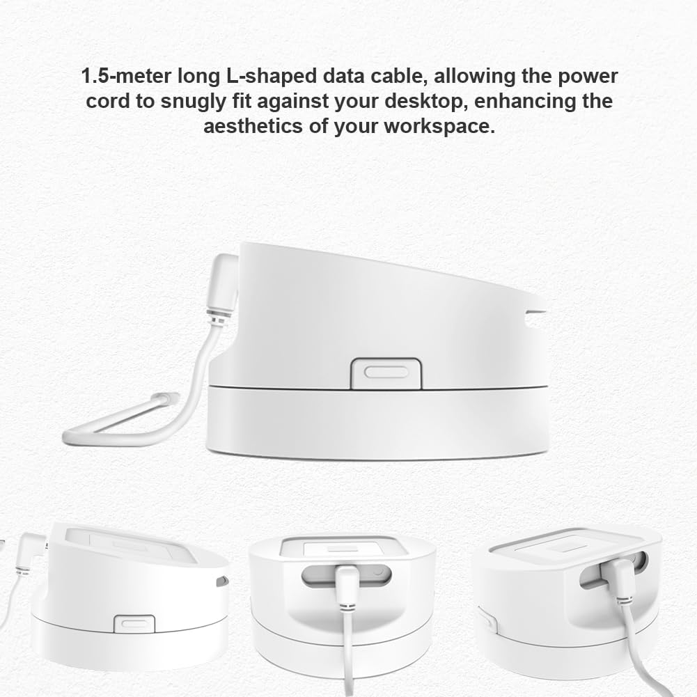 Square Dock for Square Reader - Elegant White Case with Anti-Sleep Feature & 1.5m Cable