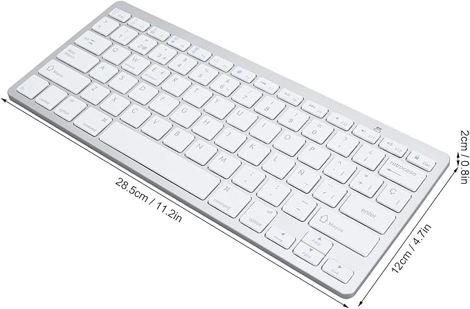 SENECESLI German French Spanish Italian English Bilingual Keyboard, Ultra Slim Wireless Bluetooth Keyboard, Travel Portable for Tablets Laptops Phones (Spanish QWETZ Layout)
