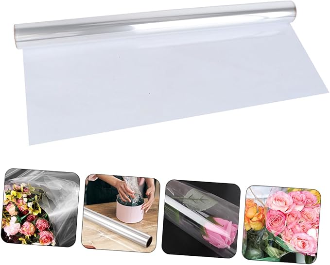 Abaodam Transparent Cellophane Flower Wrapping Paper Mil Thick Tear-resistant Wrap for Floral Bouquets Packaging DIY Material