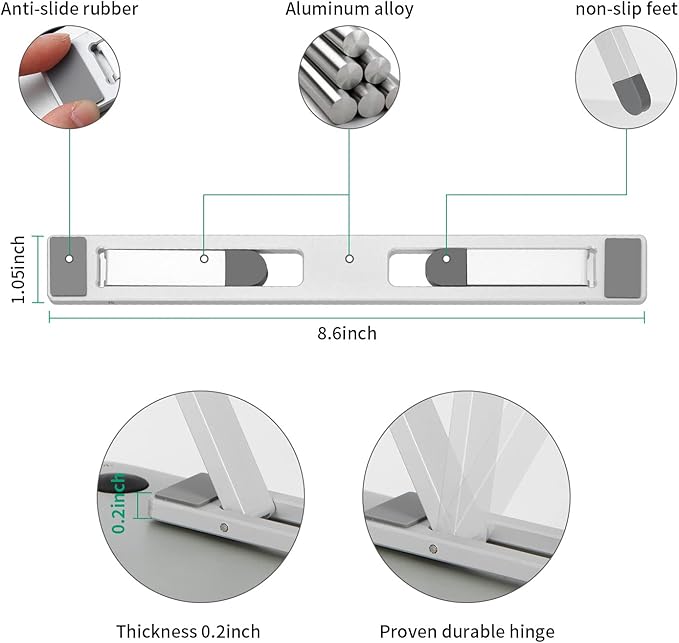 Riser for Desk,Pop up Laptop Stand,Adjustable Height Self-Adhesive Portable Laptop Stand with Feet, Extend Leg,Foldable Computer Stand for 10”-17” Models MacBook Air, Keyboard etc.