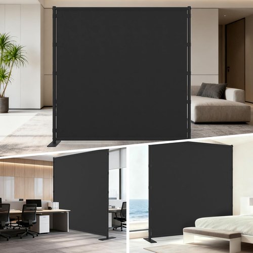 AKTOP Room Divider - Freestanding Privacy Screen for Room Separation | Portable 71''W x 76''H, Black