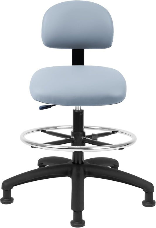 Chair Master FSS Series Square seat Tall (24"-34") seat Height Chair. Vinyl-for Office, Garage, Desk, Shop, Computer, Doctor, Medical, Easy to Clean! 18" Footring (Gray, Tall, Glides)