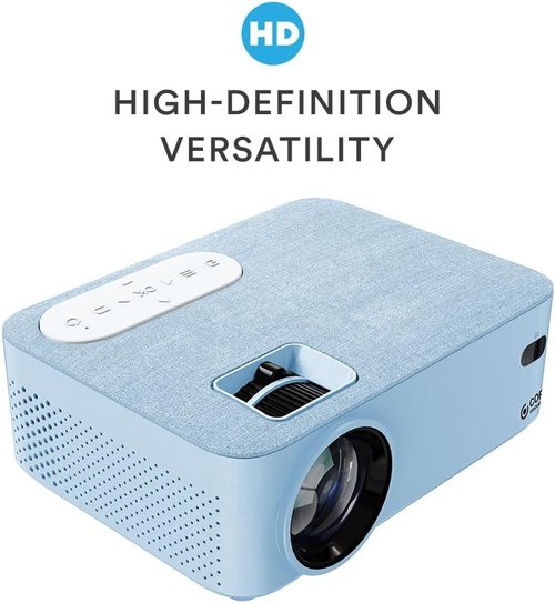 Core Innovations Home Theater Bundle - Projector, 120" Screen & Mini Bluetooth Speakers | Sea Blue