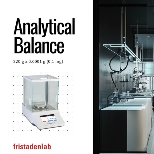 Fristaden Lab Analytical Balance - 220 g × 0.0001 g Precision Scale | Auto-Calibration, Glass Shield, RS-232 Data