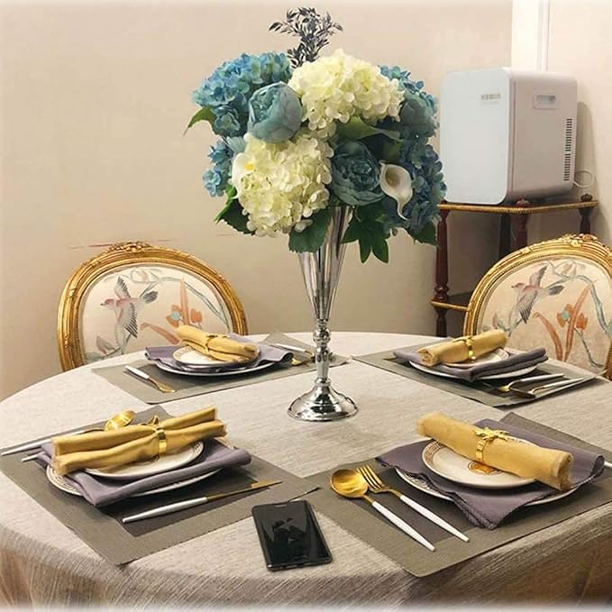 Set of 2 Tabletop Metal Wedding Flower Trumpet Vase Wedding Centerpiece Flower Vase for Wedding Event Decoration Living Decor Party Decor (Silver, 2×L)