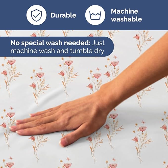 Floral Sheets - Pink Floral Butterfly Bed Sheet Set - 1 Flat & 1 Fitted & 2 Pillowcases w/ Deep Pockets - Wrinkle & Fade Free - Boho Botanical Bedding - Soft, Breathable and Cooling - Full Size New