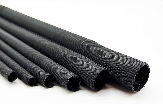 Braided Split Wire Loom Black Wire Cover Protective Harness Tubing Cable Management Self Wrap Cord Sleeve Mesh Woven 3/8"-60ft