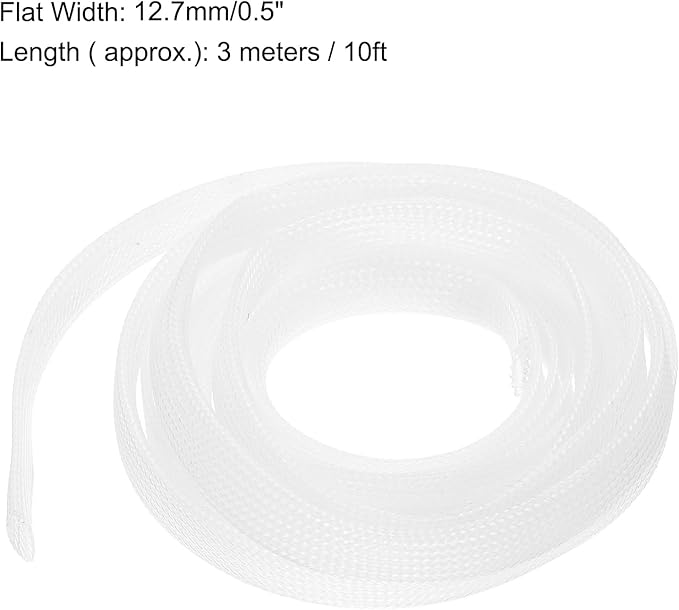 uxcell PET Expandable Sleeving 10ft 1/2" Clear Cable Management Sleeve Cord Organizer for Wrap Protect Cable
