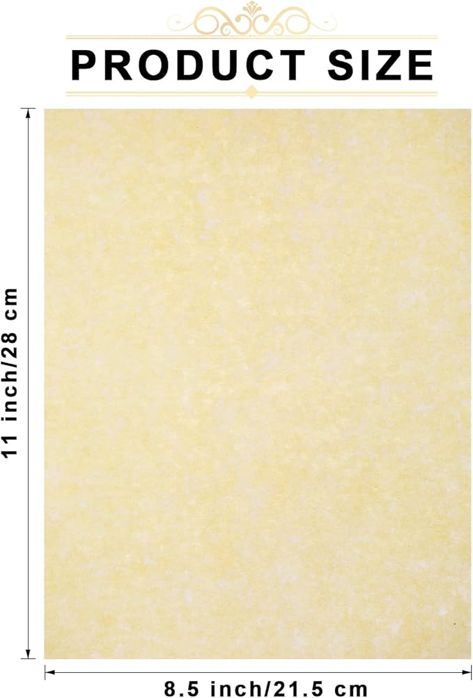Epakh 100 Pcs Old Age Parchment Paper 8.5 x 11 Inch Standard Letter Vintage Colored Old Parchment Semblance Double Side Printing Paper (Light Beige)