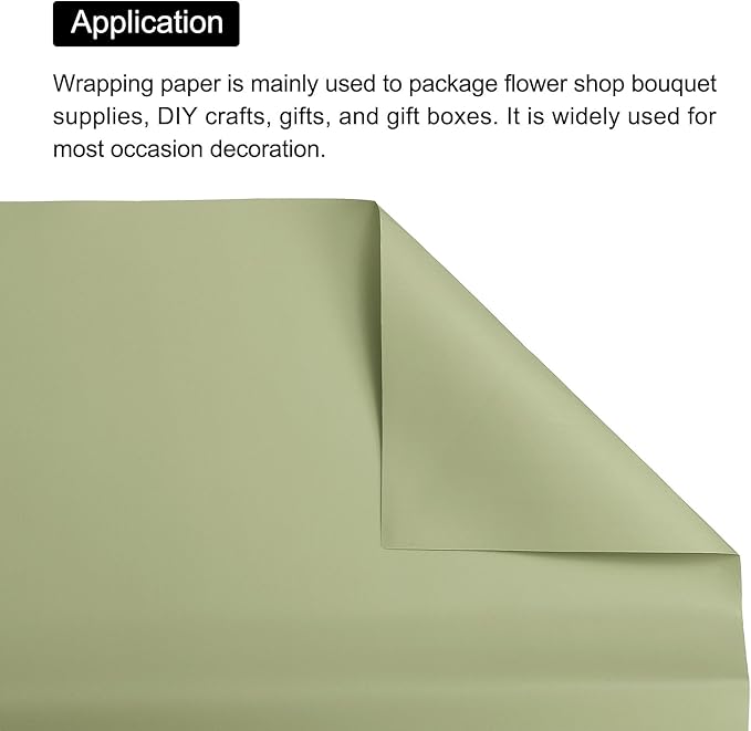 MECCANIXITY Set of 20 Flower Wrapping Paper 22.8x22.8 Inch Waterproof Florists Wrapping Paper for Florist Bouquet Supplies, DIY Crafts, Gift/Gift Box Packaging Green