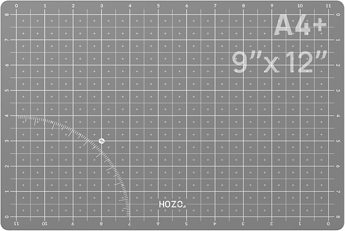 HOZO NanoTech Cutting Mat for Ultrasonic Cutter, 9" x 12" Self-Healing Cutting Mat, Glue-Free Eco Design, Heat-Resistant, Metric & Imperial Scales, Durable for Craft, DIY, 3D Printing & Model Making