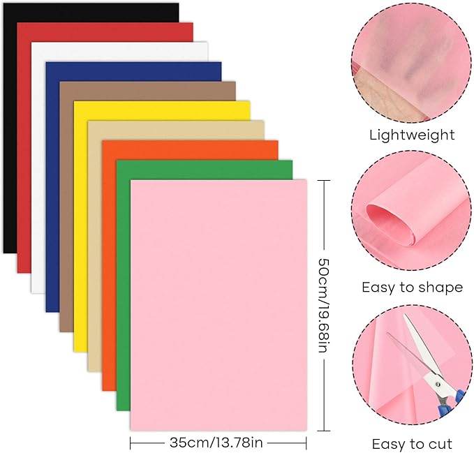 NEBURORA 120 Sheets Multicolor Tissue Wrapping Paper 10 Colors Tissue Paper Art Tissue Bulk for Birthday Holiday Presents Packaging Bouquet Wrapping Decoration