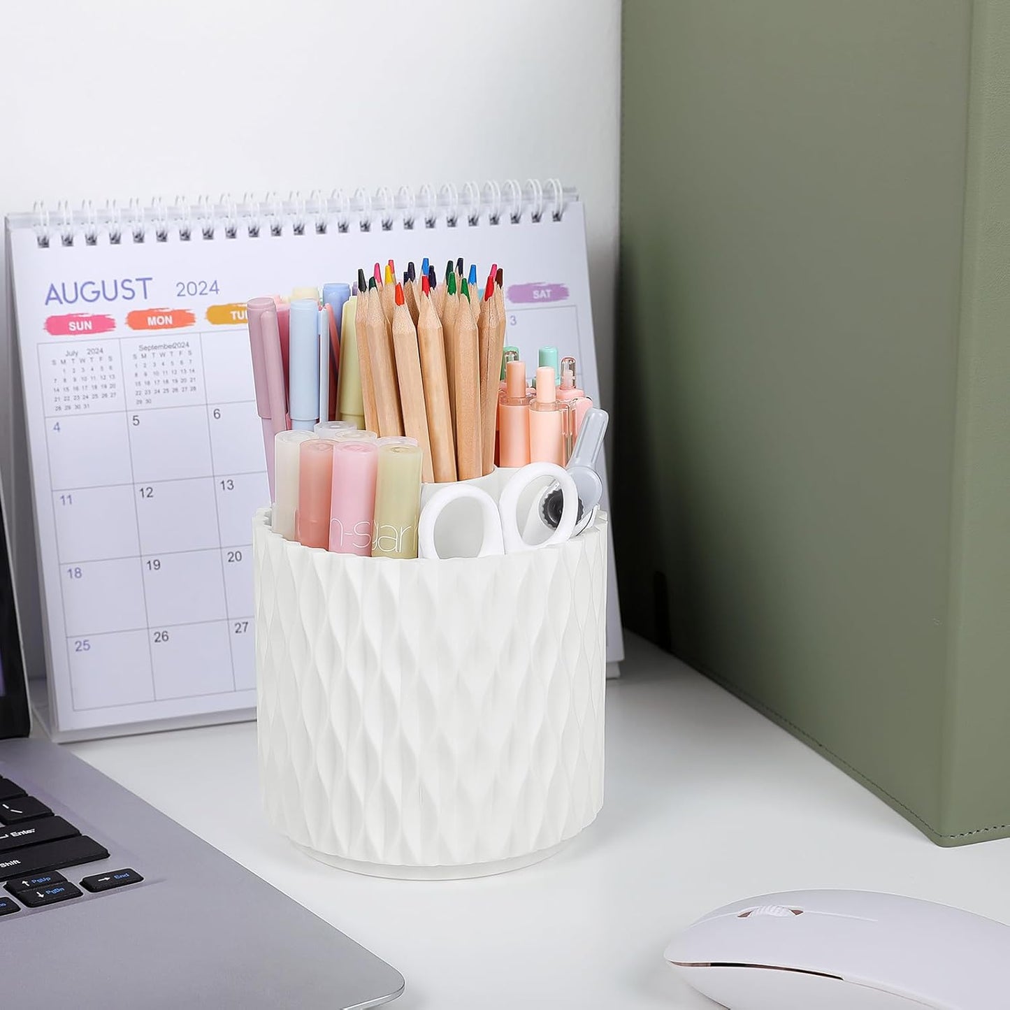 SKYDUE Small Rotating Pen Holder - Stylish Desk Organizer for Office & Home | Perfect for Art Supplies
