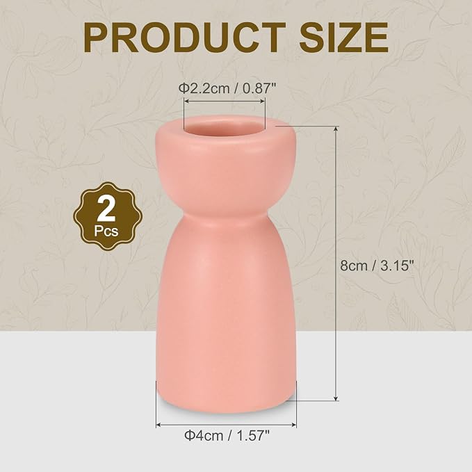 uxcell 2 Pack Candlestick Holder Pink Ceramic Taper Candle Holder Candle Stand Holders Modern Style Decoration for Centerpiece Tabletops Anniversary