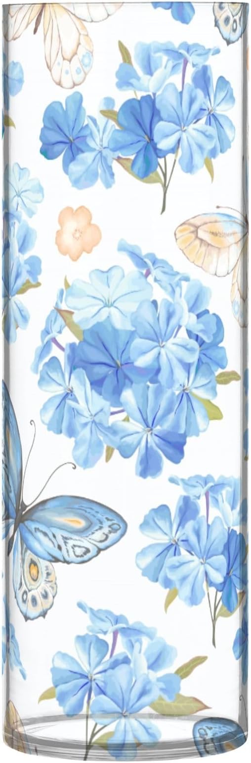 Vase Plastic Vase Elegant Cylinder Flower Vase Shatterproof Decorative Centerpiece for Home Table Office Weddings Events (11.8 x 3.9 in)