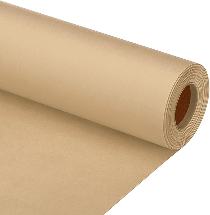 PATIKIL Wrapping Paper, 12"x600"(50') Bulletin Board Paper Roll Kraft Paper Roll Construction 80GSM for Shipping Packing Gift Wrapping Craft Flower Bouquet Christmas, Brown