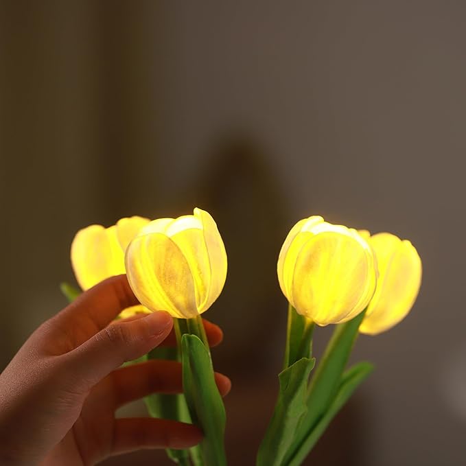WSYEAR Flower Table Lamp Tulip Desk LED Night Light for Home Living Room Decor Artificial Flower with Vase Table Centerpieces for Birthday Holiday Party Wedding Room Decoration
