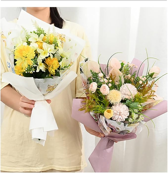 Korean Flower Wrapping Paper Bouquet Wraps Waterproof Solid Flowers Gifts Packaging Marterials Florist Supplies(Color 25 (Maltose))