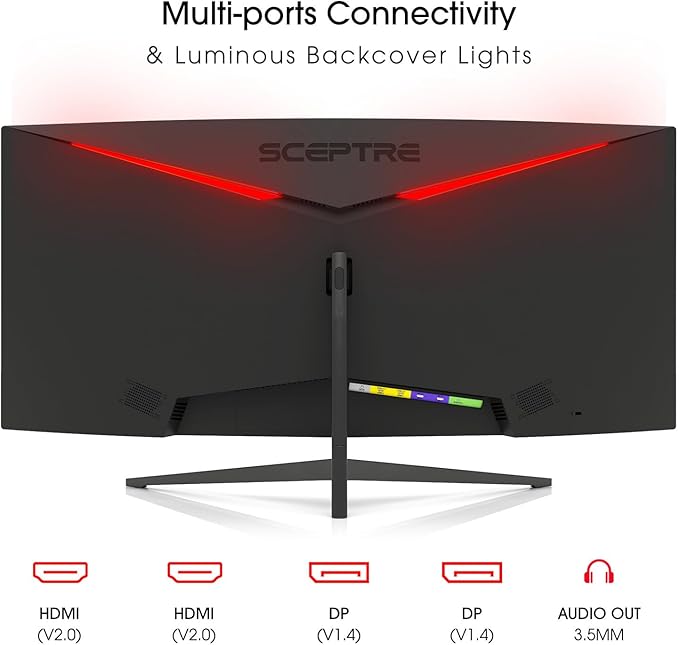 New! Sceptre Curved 30-inch Gaming Monitor 200+Hz FreeSync Build-in Speakers 2560 x 1080p HDMI x2 DP x2 Machine Black 2026 (C305B-200UN Series)