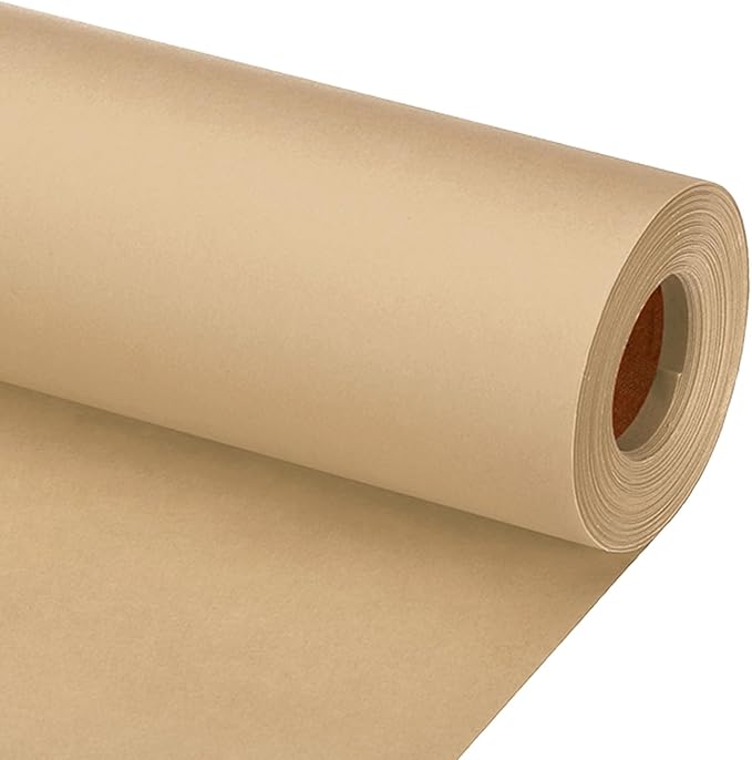 PATIKIL Wrapping Paper, 12"x800"(66') Bulletin Board Paper Roll Kraft Paper Roll Construction 80GSM for Shipping Packing Gift Wrapping Craft Flower Bouquet Christmas, Brown