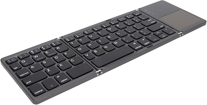 Gugxiom Foldable Wireless Keyboard with Touchpad, Foldable Design 63 Keys BT 3.0 Keyboard for Smartphone Tablet Laptop Travel, Mute, Pocket Size, USB Charging (Dark Gray)