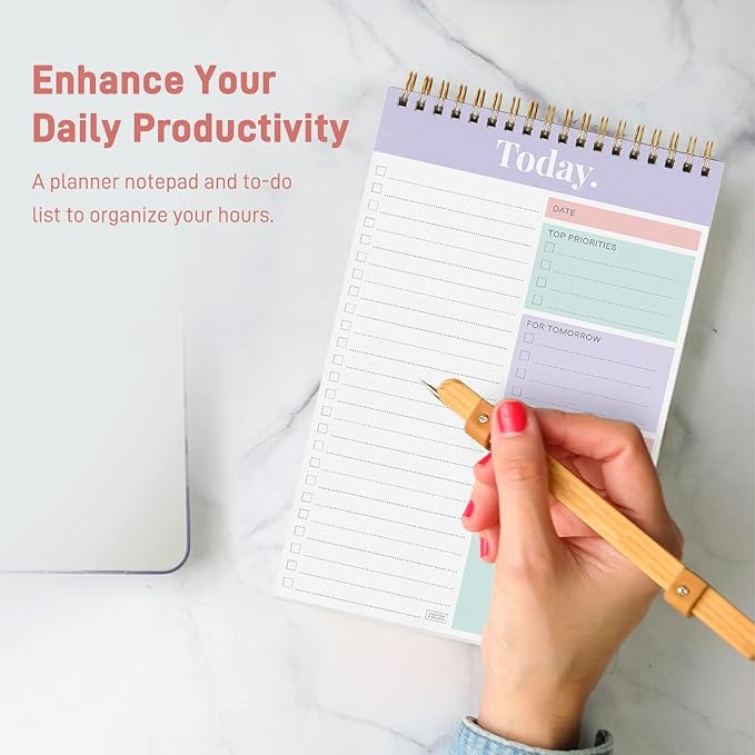 Sweetzer & Orange Daily & Weekly To Do List Notepad – Undated Work Planner & Organizer with Wish List Section, 52-Sheet Coiled Task Pad for Productivity – MAUVE To Do List Notebook for Work