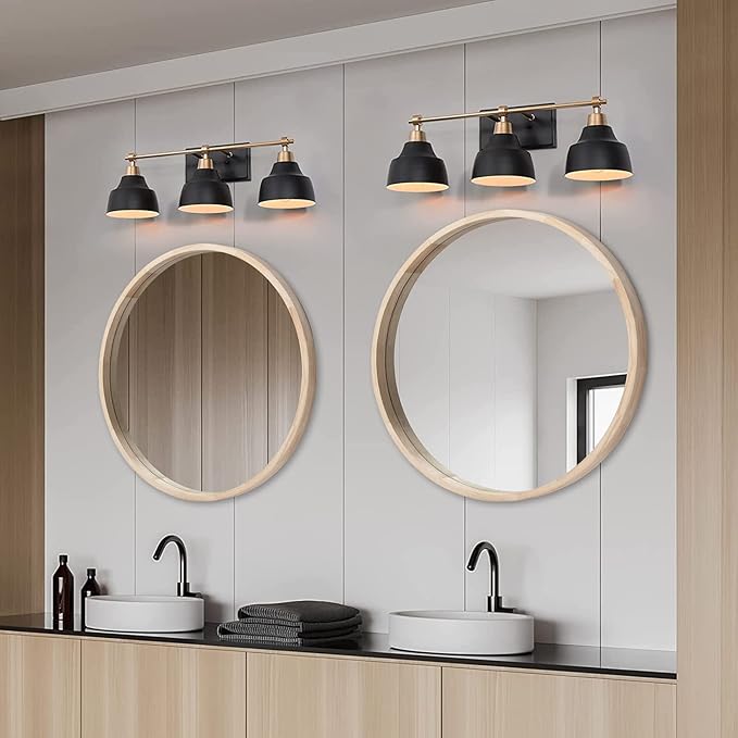 LYYYXGYP Round Wood Mirror 30 Inch for Wall Decor Farmhouse Wall Mirror Living Room Wooden Framed Circle Mirror Circular Vanity Mirror for Bathroom Bedroom