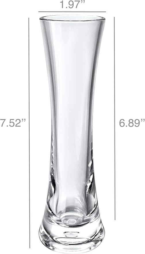KLIFA- Small Acrylic Round Bud Vase, Shatterproof, High Transparency, Plastic Single Stem Vase, Clear, Hight 7.52 inch, 3 pc