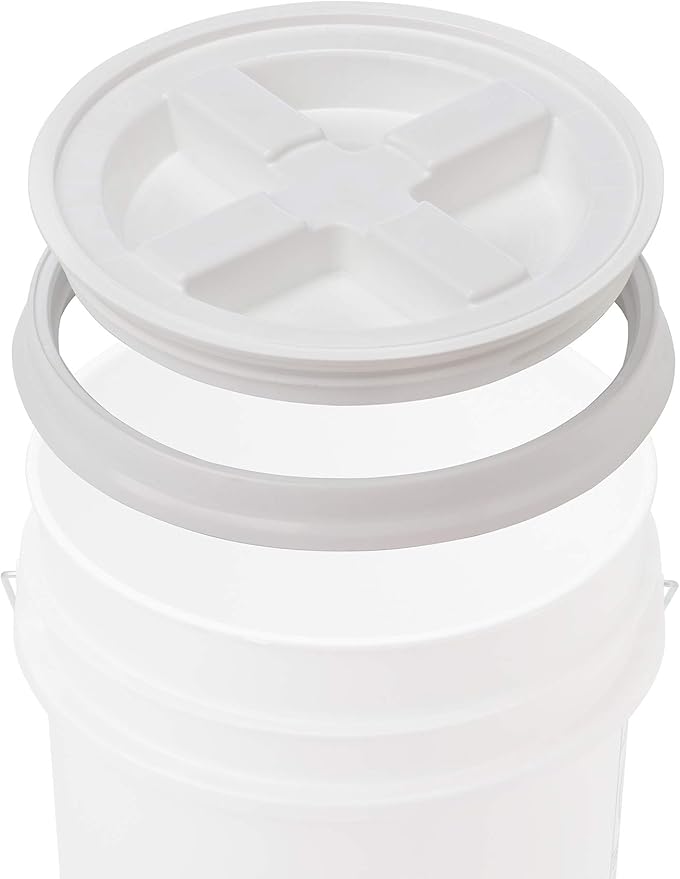 House Naturals 5 Gallon Pink Food Grade Plastic Storage Bucket with Lid Cover (Pack of 3) Made in USA (with White Screw On Air Tight Lids)