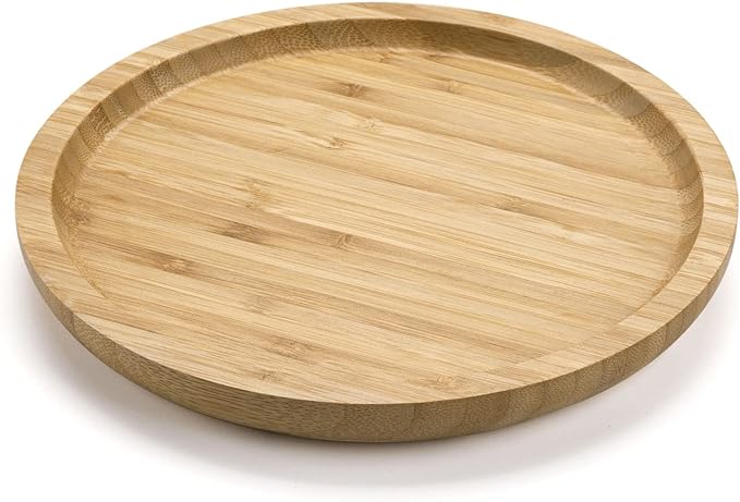 XIMISISE Round Bamboo Tray, Wood Serving Tray, Wooden Platter, Wood Charcuterie Board, Decorative Tray for Coffee Table, 7.9 inch