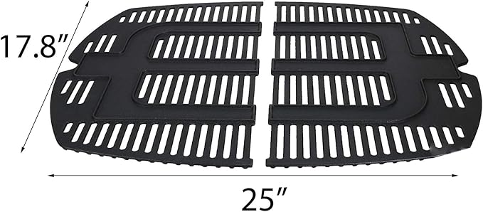 Votenli C764F(2-Pack) 25 x 17.8 inches Cast Iron Cooking Grid Grates Replacement for Weber 7646 Q300 Series, Q320, Q3000 Series, Q3200, 586002, 57060001, 404341 Grill Models