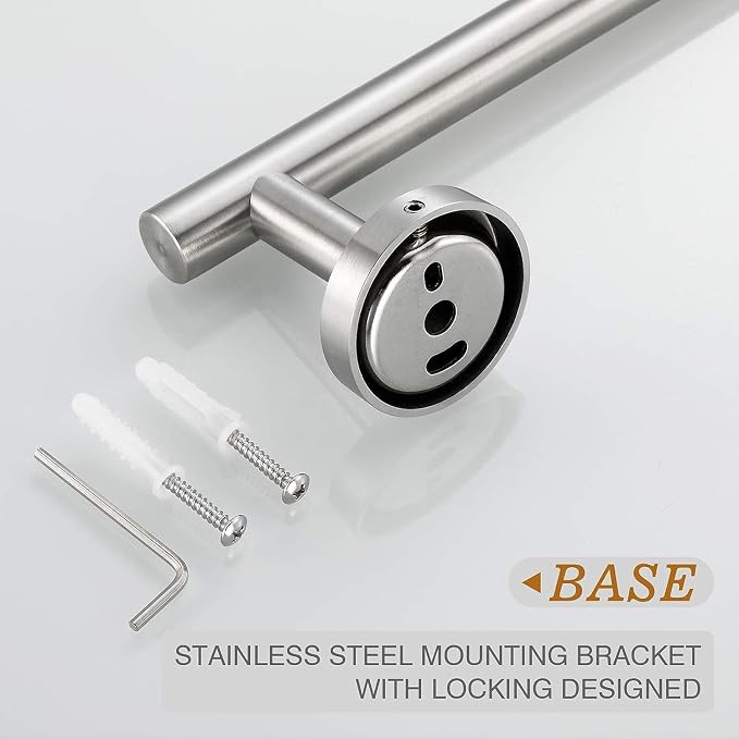 USHOWER 2-Pack Brushed Nickel Towel Bar, 24-Inch Towel Racks for Bathroom Wall-Mounted, SUS304 Stainless Steel Towel Rod (Total Length 26-Inch)
