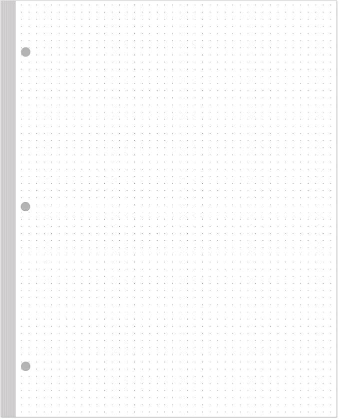 3-Hole Dotted Paper Refills, Letter Size 100Sheets / 200Pages Loose-Leaf Paper, 100gsm, White, 8.5'' x 11''