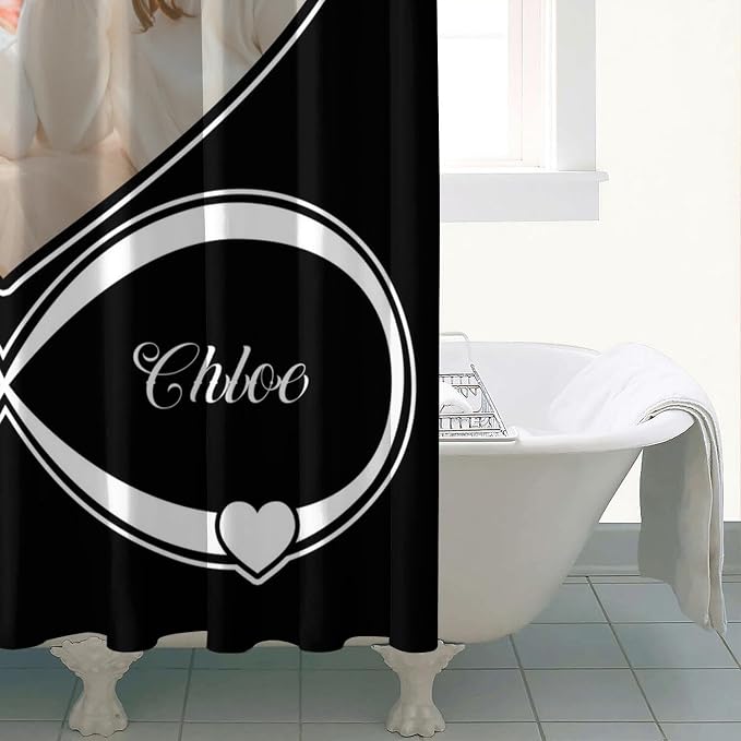 Personalized Shower Curtain Set Custom Photo Shower Curtains Modern Minimalist Home Bathroom Curtain Decor with 12 Hooks 72 Inch Wide * 84 Inch High