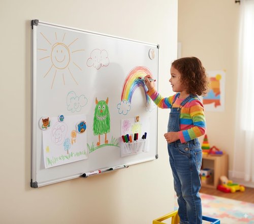 Magnetic Whiteboard by [Brand Name] - 48 x 36 Inches Anti-Ghosting Dry Erase Board with Aluminum Frame for Home Office & Classroom